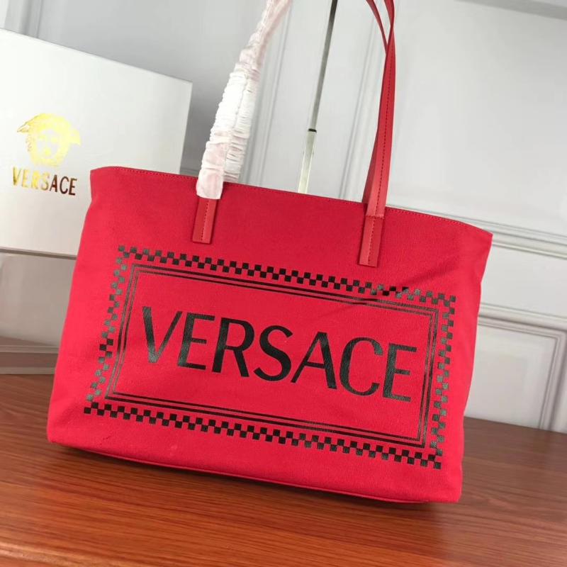 Versace Chain Handbags DBFG483 fabric tote bag red